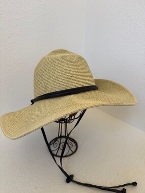 San Diego Hat Co Wide Brim Straw Hat Chin Strap Sun Hat Unisex Medium